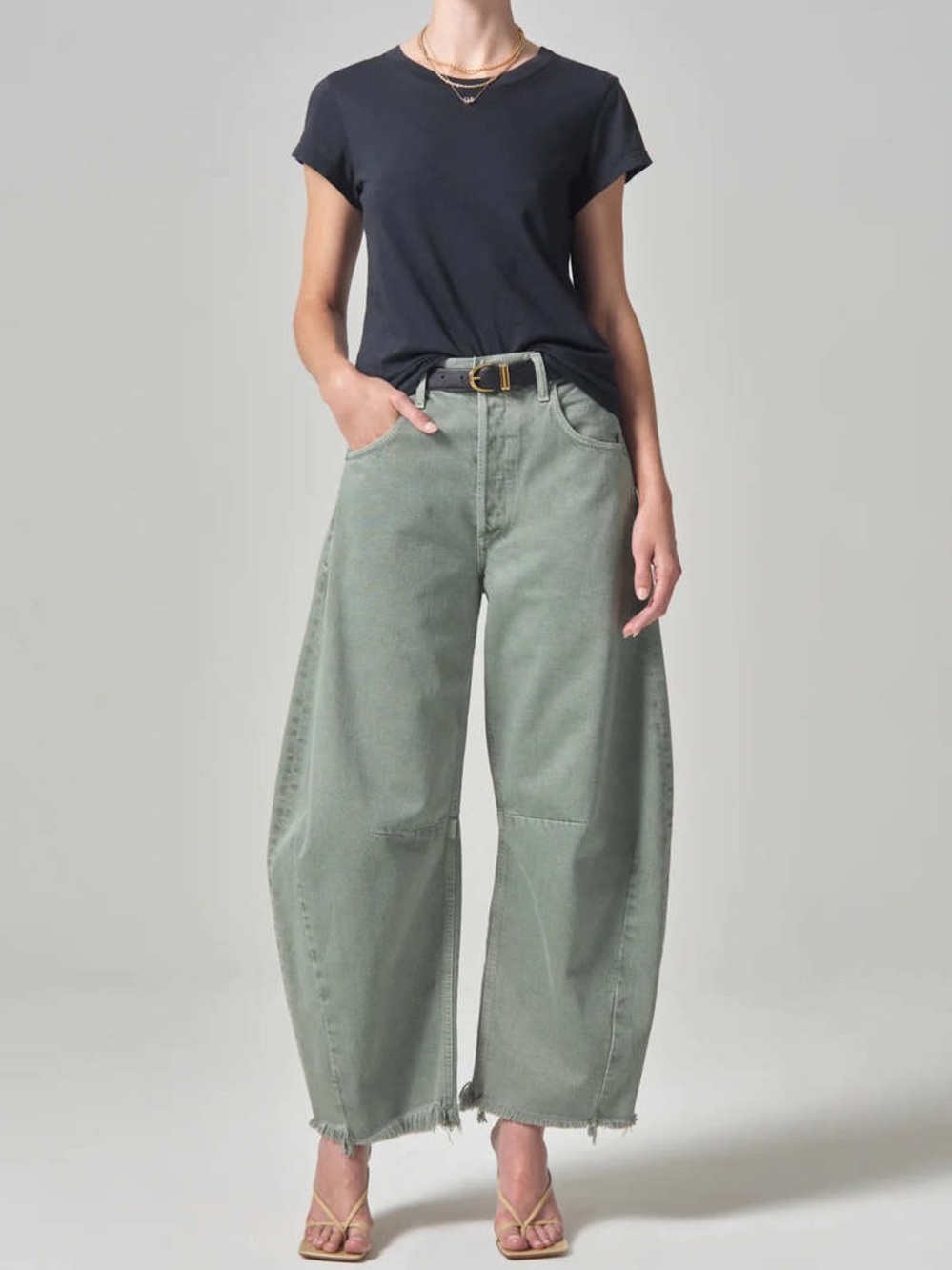 NWT Citizens of Humanity Horseshoe Wide-Leg Barrel Jeans Nova Green Size 34